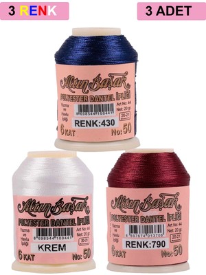 DS LLC 3 Adet Altınbaşak Oya ve Dantel Ipi 20 gr - Royaleks - No: Krem - 790 - 430 DSLLC34-43TX