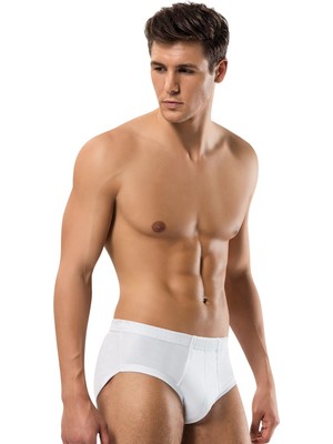Erdem Erkek Beyaz Pamuklu 6'lı Paket Ribana Slip Külot 1320
