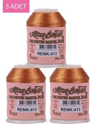 DS LLC 3 Adet Altınbaşak Oya ve Dantel Ipi 20 gr - Royaleks - No: 413 DSLLC34-43TX