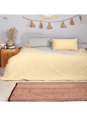 NDC Home Gri Sarı Çift Taraflı Battal Boy Nevresim Seti