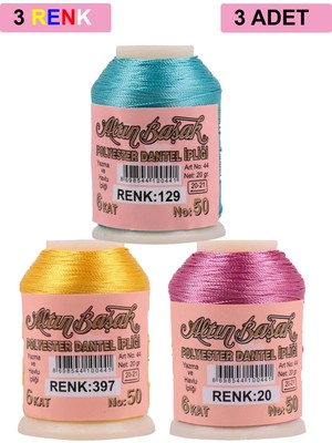 DS LLC 3 Adet Altınbaşak Oya ve Dantel Ipi 20 gr - Royaleks - No: 397 - 020 - 129 DSLLC34-43TX