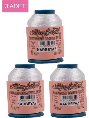 DS LLC 3 Adet Altınbaşak Oya ve Dantel Ipi 20 gr - Royaleks - No: K.beyaz DSLLC34-43TX