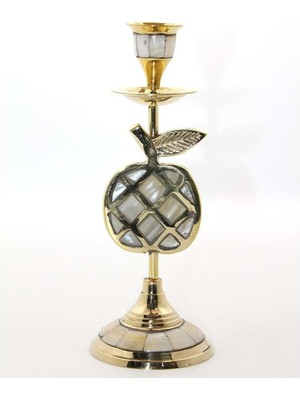 Calperia Pirinç Sedefli Tekli Şamdan