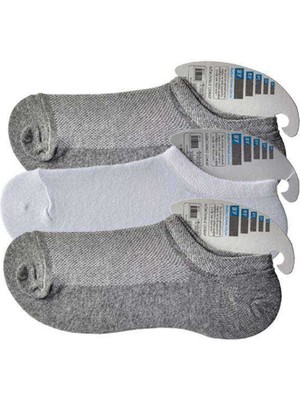 DS LLC Gri ve Beyaz Erkek Görünmez Çorap 3 Çift DSLLC34-43TX