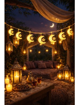 Okavango 1,5 Metre 3 Yıldız 1 Ay Ramazan Temalı LED Işıklı Süsleme Seti Ramazan Süsleri, Ramazan Hediyem Ramazan Süsü