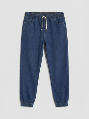 LC Waikiki Lcw Kids Indigo Beli Lastikli Erkek Çocuk Jogger Jean Pantolon