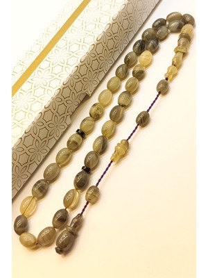 6*9mm Beyzi Kesim Imame Halkalı Orijinal Sıkma Kehribar Tesbih