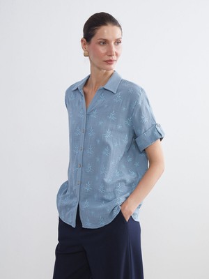 Lc Waikiki Yeni Sezon Nakışlı Müslin Kadın Gömlek