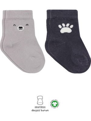 Bistyle Bear Penye Soket Çorap 2'li BS10116 Gri
