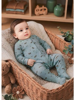 Artci Collection Ayaklı Bebek Tulum - Yeşil Araba