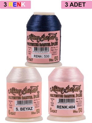 DS LLC 3 Adet Altınbaşak Oya ve Dantel Ipi 20 gr - Royaleks - No: Ş.beyaz - 404 - 530 DSLLC34-43TX