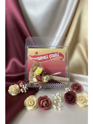 Hayali Çizgili Mini Buket Love Flowers Tasarım Koleksiyonluk, Sevgiliye Hediye Kalıcı Çiçek Buketi Tasarım