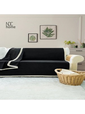 NDC Home Premium Keten Siyah Pasalı Koltuk Örtüsü (170 x 220)