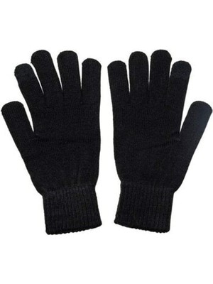 DS LLC Çift Katlı Kalın Siyah Sıcak Tutan Yün Kışlık Kadın Erkek Eldiven Unisex 1 Çift DSLLC34-43