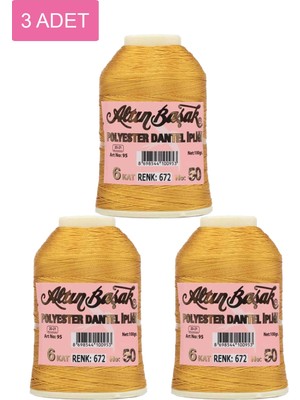 DS LLC 3 Adet Altınbaşak Oya ve Dantel Ipi 20 gr - Royaleks - No: 672 DSLLC34-43TX