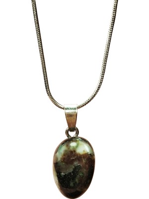 DS LLC Turmalin Doğal Taşı Zincirli El Yapımı Kolye Uç: 2 cm Zincir: 20 cm Kutulu DSLLC34-43TX