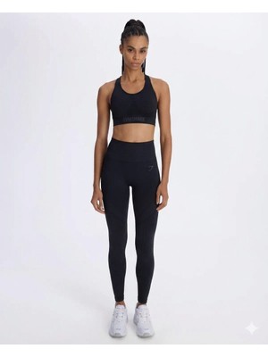 Kap Siyah Seamless Ikili Takım Tayt ve Bra - Toparlayıcı Spor Tayt
