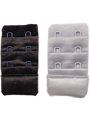 DS LLC 2 Adet Agraf Sütyen Uzatma Kopçası 3 Sıra / 2 Kanca Siyah Gri DSLLC34-43TX