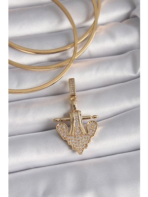 DS LLC Pirinç Gold Renk Zirkon Taşlı Çapa Model Ajda Charm DSLLC-3245YU5