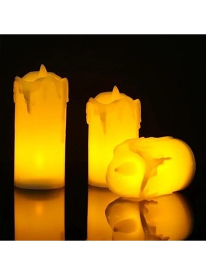 Popüler Sepet 3’lü Pilli Dekoratif LED Mum Işıkları – Gerçek Alev Efektli