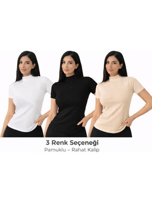 Giysem Denay Kadın Balıkçı Yaka Yarım Kolu Bady  3'lü Set Kadın Balıkçı Yaka Badi