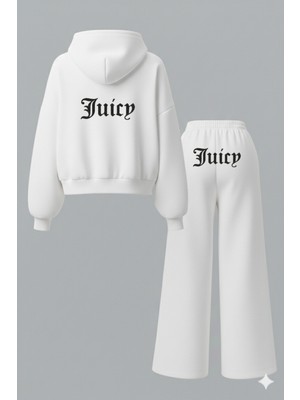 Bozz Collection Kadın Kristal Taş Baskılı Baggy Eşofman Oversize Sweatshirt Juicy Hoodie Eşofman Ikili Takım