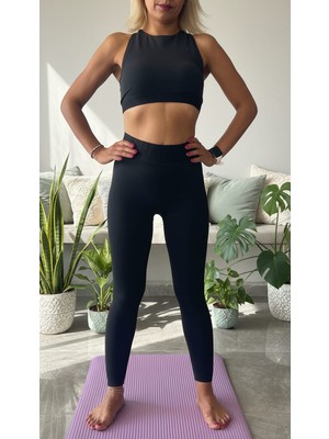 Gymshark Siyah Seamless Yüksek Bel Spor Tayt