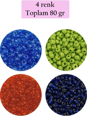 DS LLC Dökme Cam Kum Boncuk (8/0) 3 mm - 4 Renk - Toplam 80 Gram - BNC421 DSLLC34-43TX