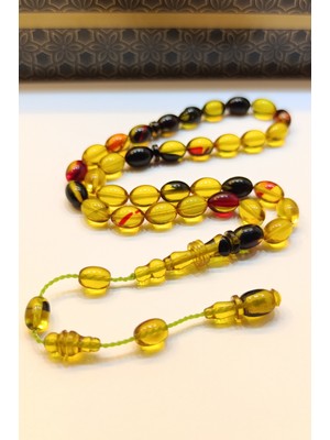 6*9mm Beyzi Kesim Imame Halkalı Orijinal Ateş Kehribar Tesbih