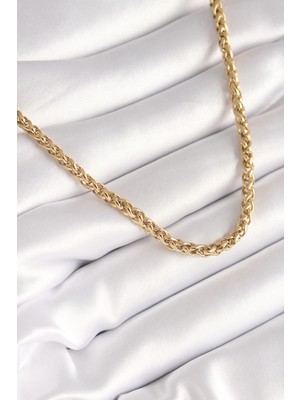 DS LLC 316L Çelik Gold Renk Burgu Zincir Model Kadın Kolye DSLLC-3245YU5