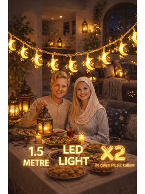 Okavango 1,5 Metre 3 Yıldız 1 Ay Ramazan Temalı LED Işıklı Süsleme Seti Ramazan Süsleri, Ramazan Hediyem Ramazan Süsü