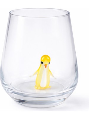 Crystal Passion El Yapımı Cam Penguen Figürlü Bardak Şeffaf Dekoratif Cam Su Bardağı
