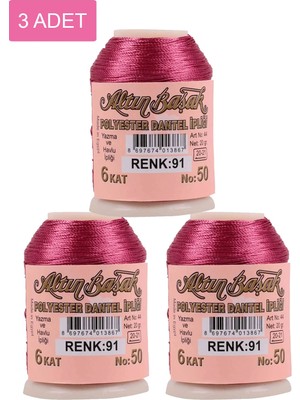 DS LLC 3 Adet Altınbaşak Oya ve Dantel Ipi 20 gr - Royaleks - No: 091 DSLLC34-43TX