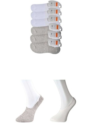 DS LLC Gri ve Beyaz Erkek Babet Çorap 6 Çift DSLLC34-43TX