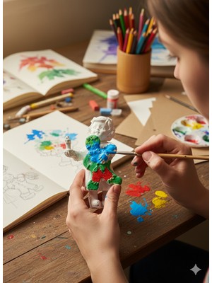 Unbranded 2'li Boyanabilir Dekoratif Çocuk Figürü Seti - Polyester Hobi ve Dekorasyon Biblosu