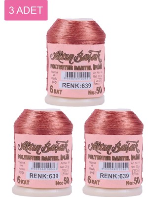 DS LLC 3 Adet Altınbaşak Oya ve Dantel Ipi 20 gr - Royaleks - No: 639 DSLLC34-43TX