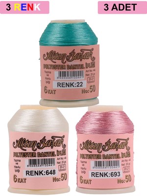 DS LLC 3 Adet Altınbaşak Oya ve Dantel Ipi 20 gr - Royaleks - No: 648 - 693 - 022 DSLLC34-43TX