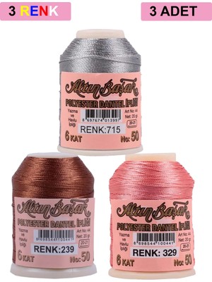 DS LLC 3 Adet Altınbaşak Oya ve Dantel Ipi 20 gr - Royaleks - No: 239 - 329 - 715 DSLLC34-43TX