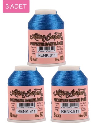 DS LLC 3 Adet Altınbaşak Oya ve Dantel Ipi 20 gr - Royaleks - No: 811 DSLLC34-43TX