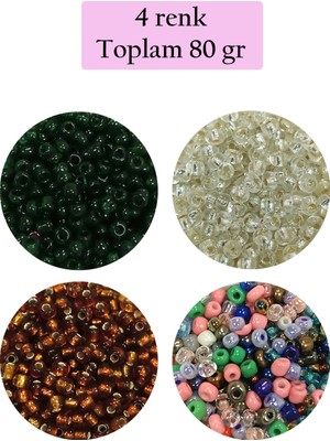 DS LLC Dökme Cam Kum Boncuk (8/0) 3 mm - 4 Renk - Toplam 80 Gram - BNC419 DSLLC34-43TX