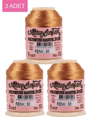 DS LLC 3 Adet Altınbaşak Oya ve Dantel Ipi 20 gr - Royaleks - No: 050 DSLLC34-43TX