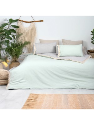 NDC Home Gri Adaçayı Çift Taraflı Battal Boy Nevresim Seti