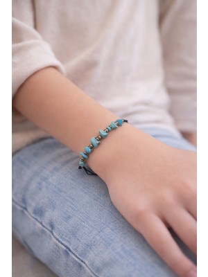 Seymen Bıçakçılık Turkuaz Doğal Taş Bileklik El Yapımı Ayarlanabilir Unisex