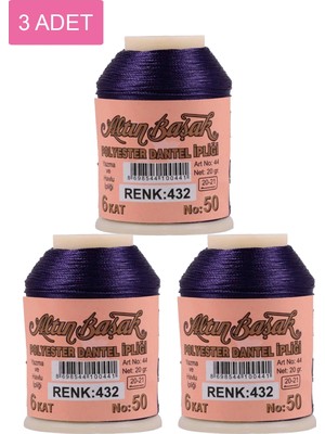 DS LLC 3 Adet Altınbaşak Oya ve Dantel Ipi 20 gr - Royaleks - No: 432 DSLLC34-43TX