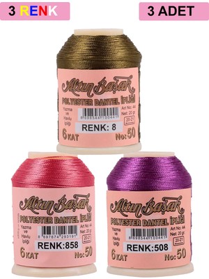 DS LLC 3 Adet Altınbaşak Oya ve Dantel Ipi 20 gr - Royaleks - No: 858 - 508 - 008 DSLLC34-43TX