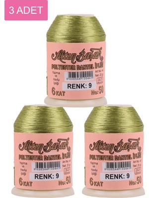 DS LLC 3 Adet Altınbaşak Oya ve Dantel Ipi 20 gr - Royaleks - No: 009 DSLLC34-43TX