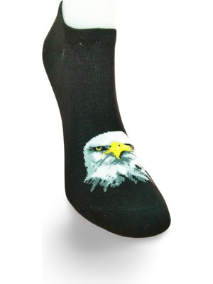 DS LLC Siyah Beyaz Kartal Desenli Sportif Unisex  Kısa Bilek Çorap Yazlık 1 Çift DSLLC34-43TX