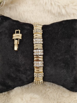 Tuel Gold Renk Taş Detaylı Lüks Zincir Bileklik