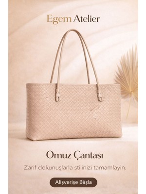 Egem Atelier Egematelier Örgü Detaylı Kadın Midi Boy Omuz Çantası
