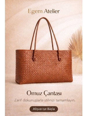 Egem Atelier Egematelier Örgü Detaylı Kadın Midi Boy Omuz Çantası
